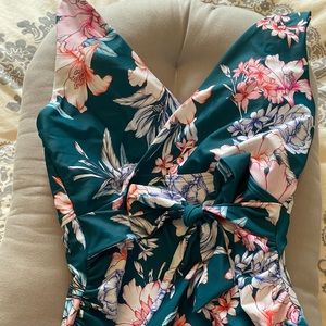 Hunter green floral maternity swimsuit